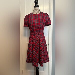 Draper James Angie Check Bow Waist Circle Dress